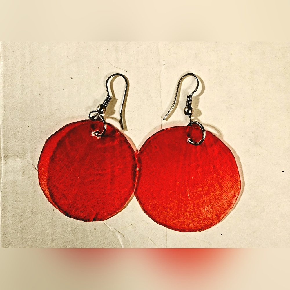 1990s slice ombre red dangle earrings